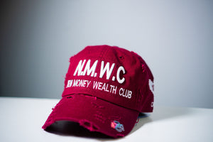 NMWC BURGUNDY Distressed Dad Hat